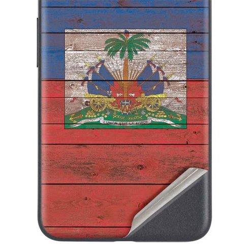 Haiti Flag Dark Wood Google Pixel 4a 5G Skin